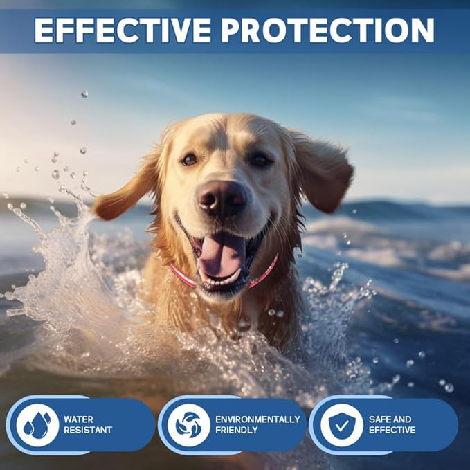 4 Pack Flea Collar for Dogs, Flea and Tick Collar for Dogs Red & White, 32 Months Flea and Tick Prevention for Dogs, Dog Flea and Tick Treatment, Water-resistant & Adjustable Dog Flea Collar
