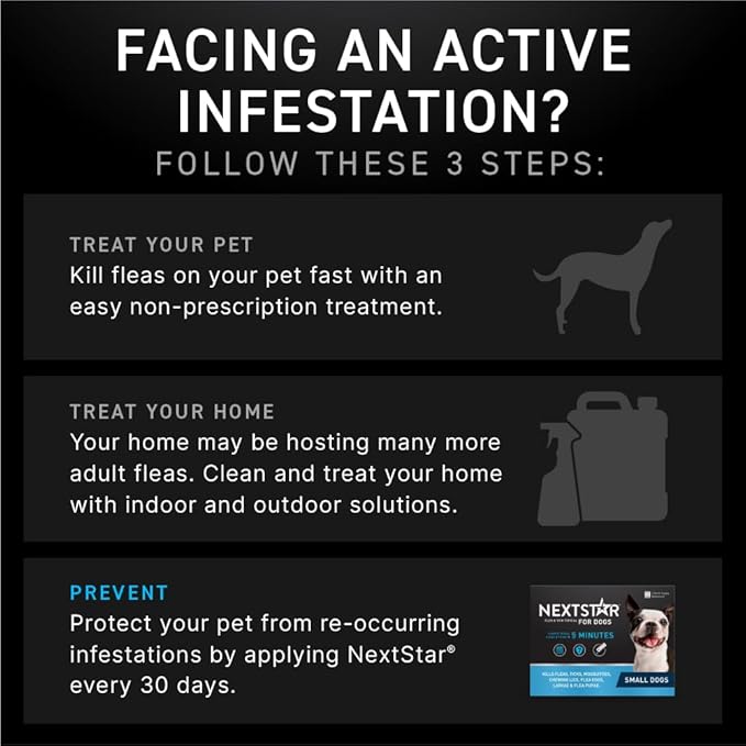Flea and Tick Prevention for Dogs, Repellent, and Control, Fast Acting Waterproof Topical Drops for Small Dogs, 3 Monthly Doses