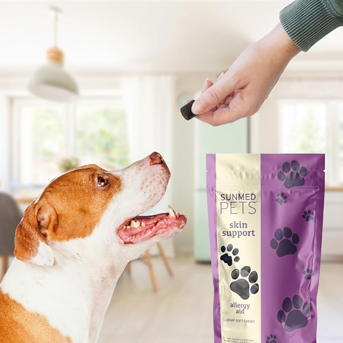 Skin Support Dog Allergy Relief Chews with Nettle, Quercetin & Green-Lipped Mussel - Natural Seasonal Dog Allergy Chews to Soothe Skin & Support Health, 40 Count
