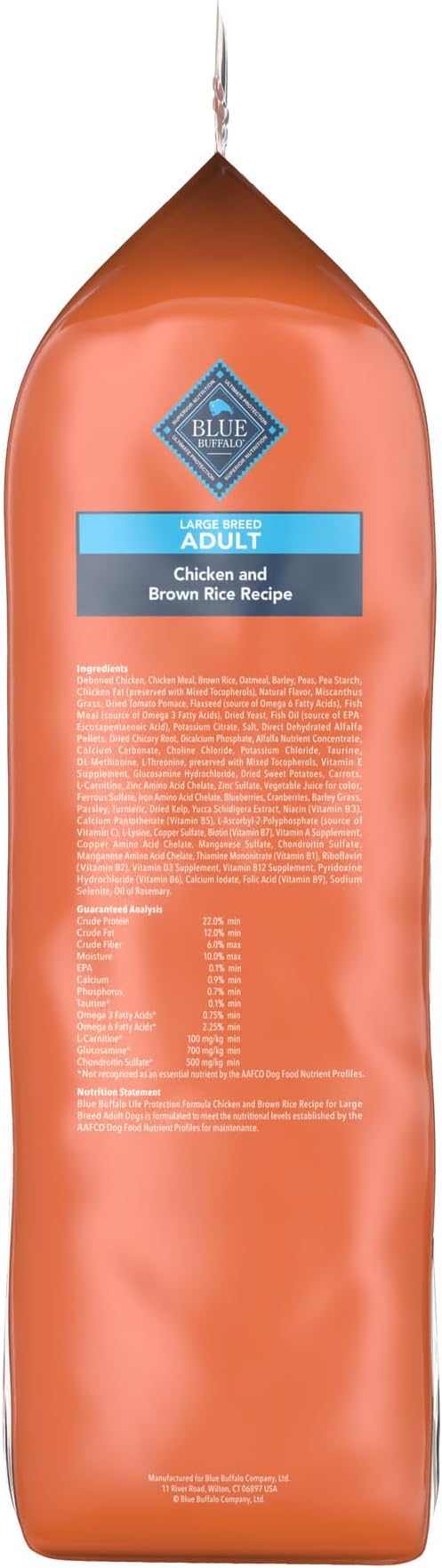 Blue Buffalo Life Protection Formula Natural Adult Large Breed Dry Dog Food, Chicken and Brown Rice 34-lb