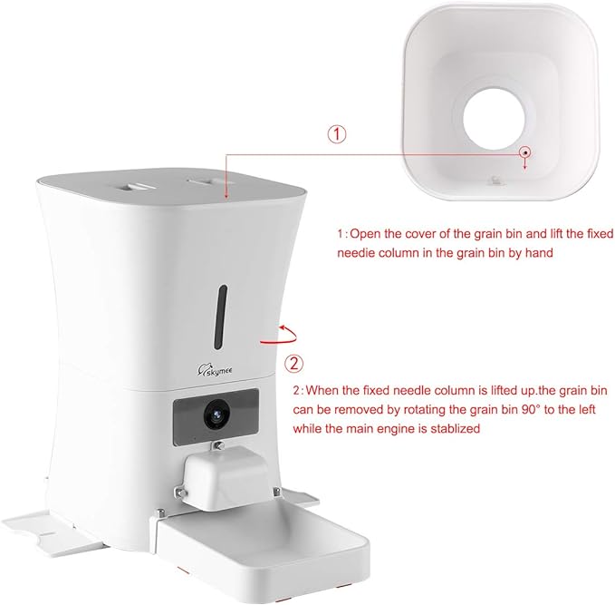 SKYMEE 8L/12L Smart Automatic Pet Feeder Food Dispenser for Cats & Dogs - 1080P Full HD Pet Camera Treat Dispenser with Night Vision and 2-Way Audio, Wi-Fi Enabled App for iPhone and Android