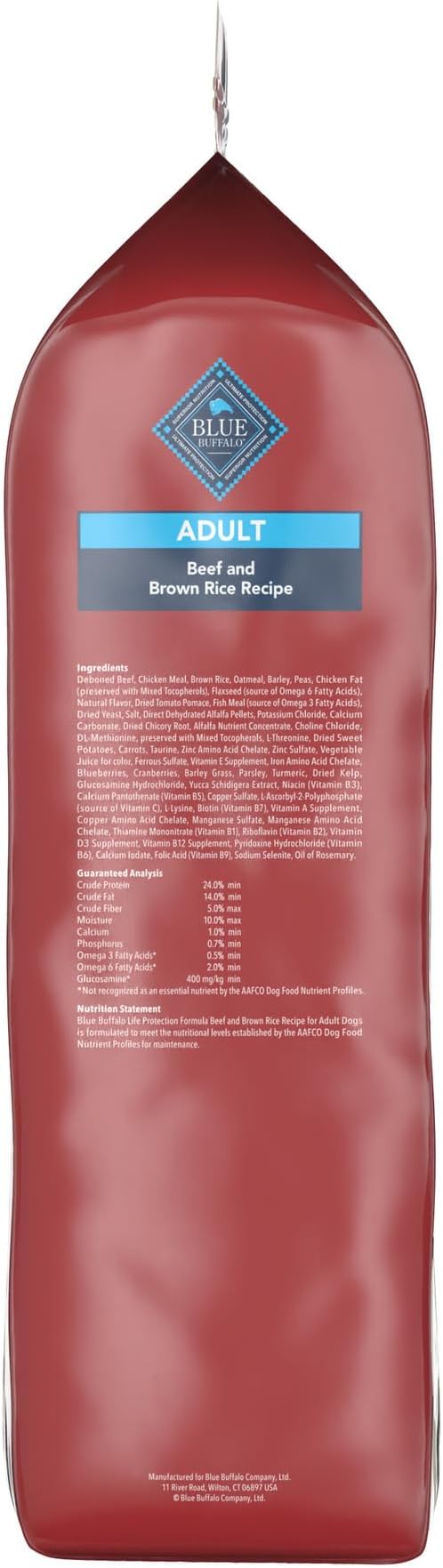 Blue Buffalo Life Protection Formula Natural Adult Dry Dog Food, Beef and Brown Rice 34-lb