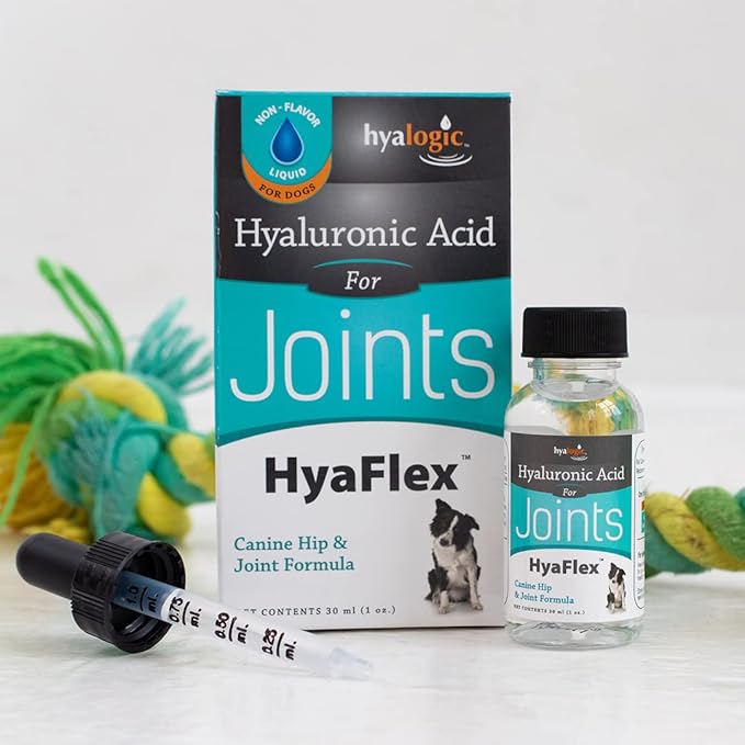 Dog Joint Supplement, Hyalogic Hyaluronic Acid Joint Supplement for Dogs, HyaFlex - 30-60 Day Supply, 1oz HA Canine Joint Support, Cartilage Supplement & Dog Coat Supplement, W/ No Fuss Liquid Dropper