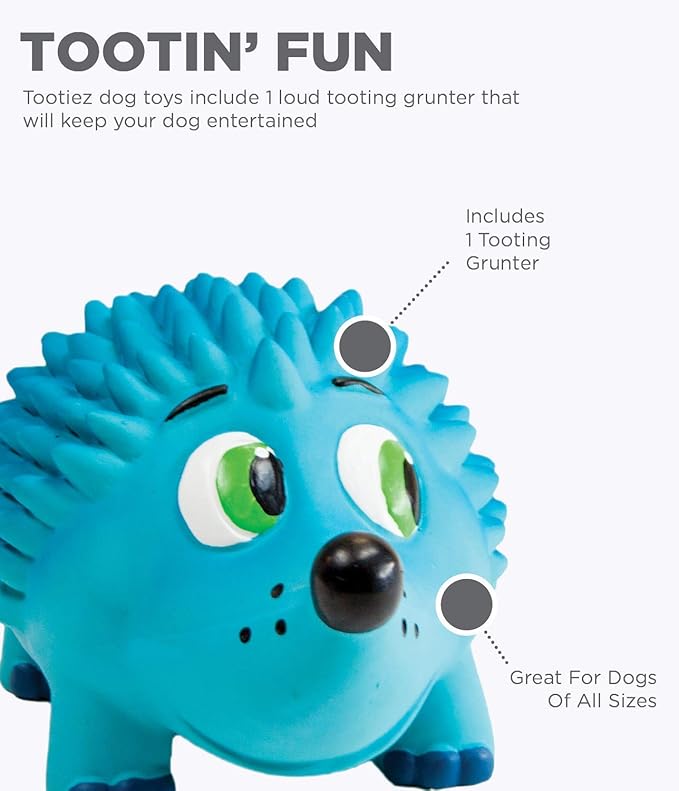 Outward Hound Tootiez Hedgehog Grunting Latex Rubber Dog Toy, Large
