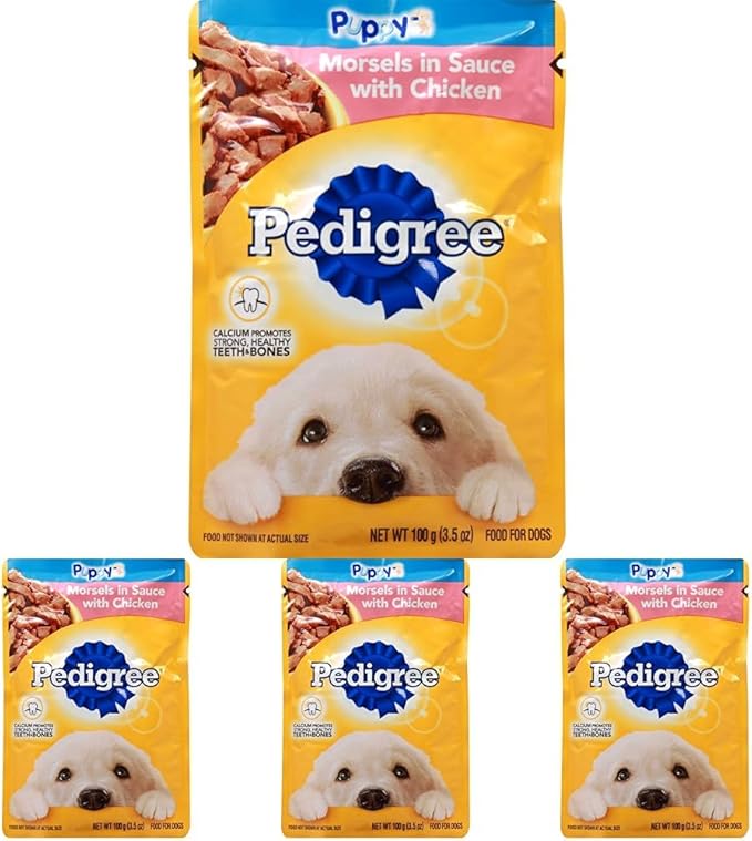 Pedigree Chicken Wet Dog Food Morsel in Sauce 3.5 OZ - 0023100119051 (Pack of 4)