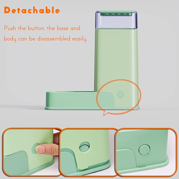 Automatic Cat Feeder and Cat Water Dispenser in Set 2 Packs Automatic Dog Feeder and Dog Water Dispenser 1 Gallon for Small Medium Big Dog Pets Puppy Kitten (green)