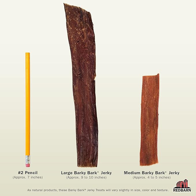 Redbarn All-Natural Barky Bark Beef Jerky for Dogs - Medium 4-5" Strips - Premium Grain-Free & Rawhide-Free Treats w/Chondroitin & Glucosamine for Joint Health - 6 Count