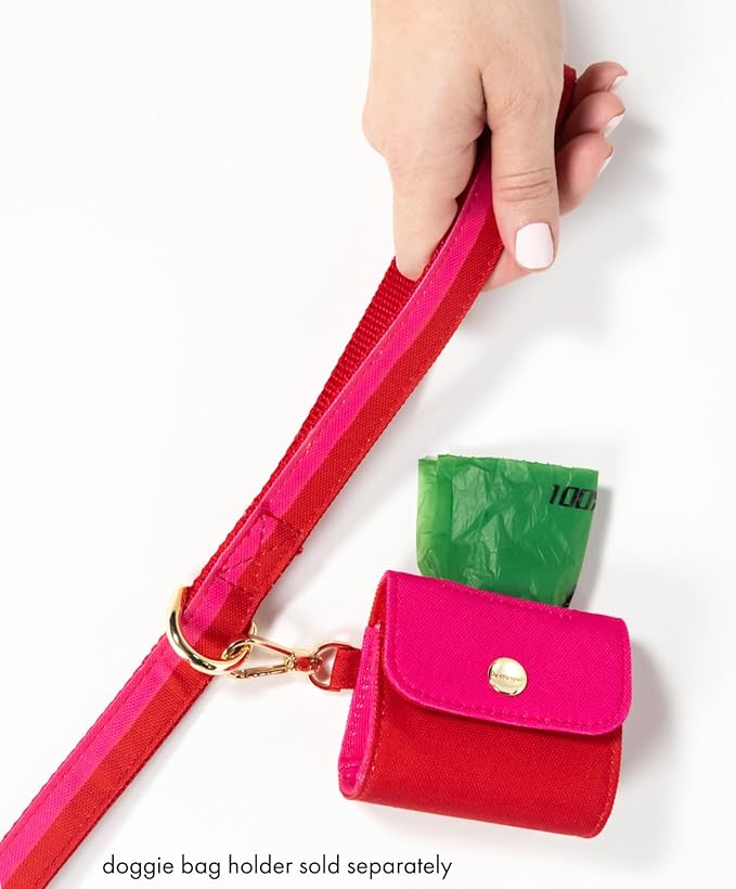 Kate Spade New York 6ft Dog Leash, Heavy Duty Leash for Female or Male Dogs, Cute Pet Leash with Gold Metal Hardware, Long Dog Lead for Medium and Large Breeds (Red and Pink)