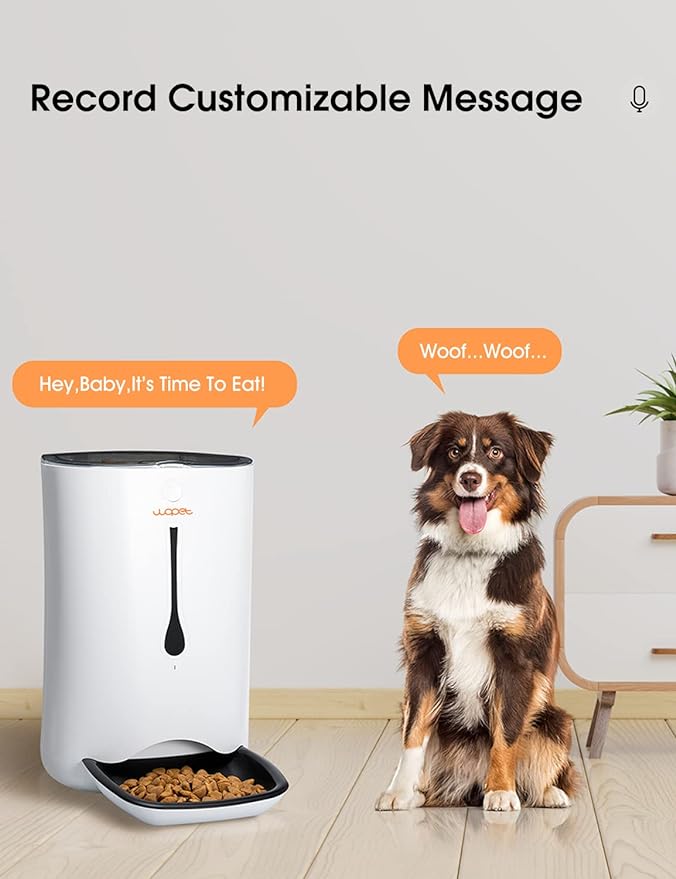 WOPET Automatic Pet Feeder Food Dispenser for Cats and Dogs–Features: Distribution Alarms,Portion Control,Voice Recorder, & Programmable Timer for up to 4 Meals per Day
