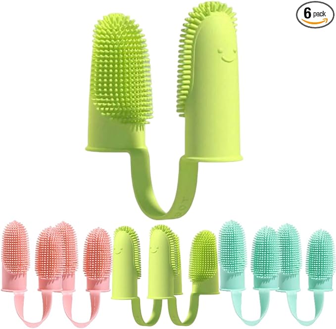 Dog Finger Toothbrush, 6 Pack Cat Toothbrushes, Two Finger Toothbrush for Pet's Dental Care Teeth Cleaning