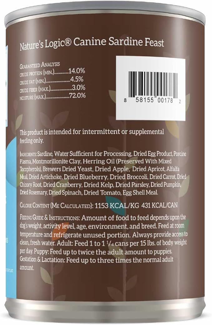 Natures Logic NL00178 Grain-Free Sardine Feast Wet Dog Food, One Size
