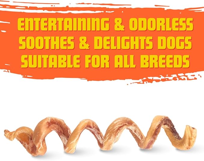 Lara & Olive 7"-9" Bully Stick Springs for Dogs | Rawhide Free | 100% Beef | Single Ingredient Chew Treat Bones | Fully Digestible | Odorless | 5 Pack