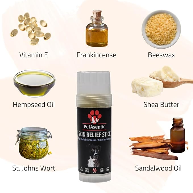 Skin Relief Stick Topical Skin Treatment for Dogs | Helps with Cuts, Burns, Rashes, Wounds, Dry Itchy Skin, Hot Spots, & Irritated Skin | Helps Restore, Heal, & Protect Skin | 2.3oz Stick