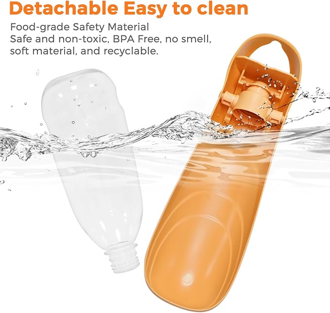 2Pack Dog Water Bottle, 19oz Collapsible Dog Travel Water Bottle, Portable Dog Water Dispenser with Foldable Drinking Cup Bowl for Walking, Hiking, Lightweight, Leak-Proof, BPA Free, Orange