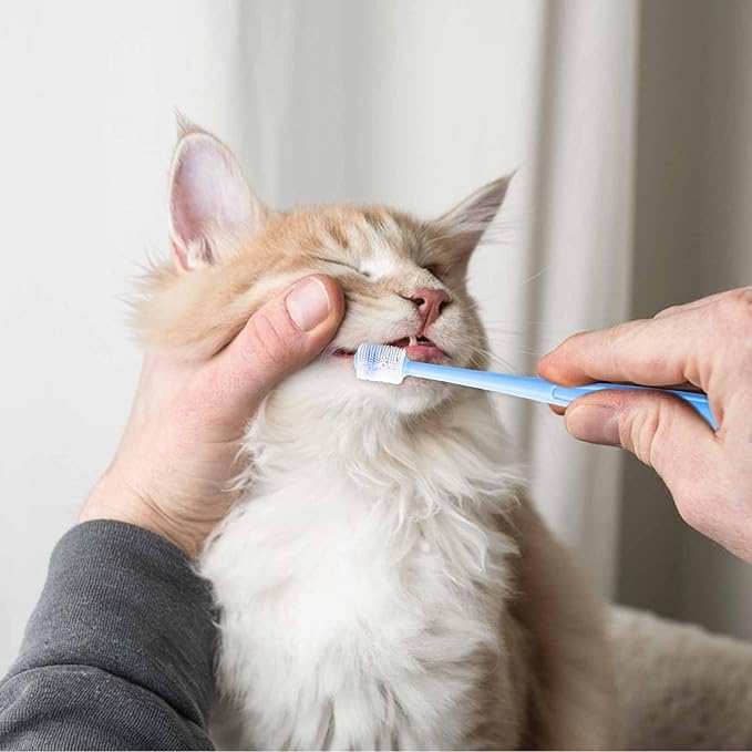 2 Pcs Small Dog Toothbrush Cat Tooth Brush 360 Degree Soft Silicone Pet Toothbrush Tiny Toothbrush Cat Dental Care Puppy Dogs Pet Tooth Cleaning Kit Deep Clean For Small Dog & Cat (Pink+Blue)