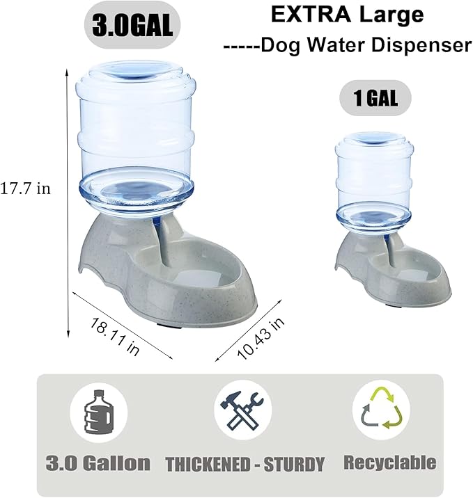 Water Dispenser Station for Large Dogs,3 Gallon/11L Gravity Automatic Feeder, Cat Dog Water Fountain, Dog Water Bowl Dispenser,Large Size Dog Drinking Fountain
