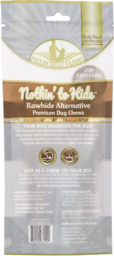 Fieldcrest Farms Nothing to Hide Natural Rawhide Alternative Twist Stix for Dogs - 3 Pack (30 Sticks) Premium Grade Easily Digestible Chews - Great for Dental Health (Beef, Stix)…