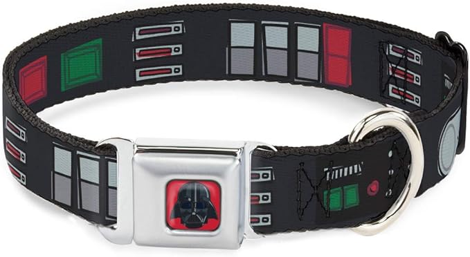 Dog Collar Seatbelt Buckle Star Wars Darth Vader Utility Belt Bounding3 Black Grays Reds 16 to 23 Inches 1.5 Inch Wide
