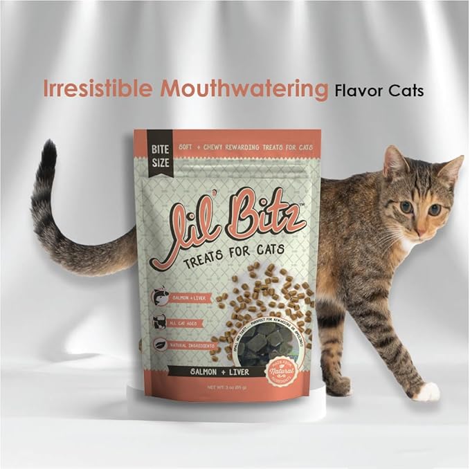 Lil' Bitz training Treats for Cats (1 Pack, All Cat Sizes - Salmon & Liver)