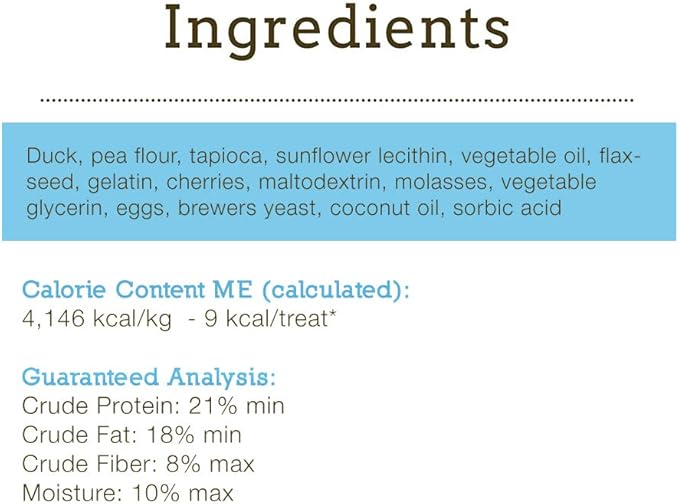 Herbsmith Smiling Dog Treats - Soft and Chewy Dog Treats for Senior Dogs – Dog Training Treats - Soft Duck Dog Treats with Cherries & Coconut - 8 oz