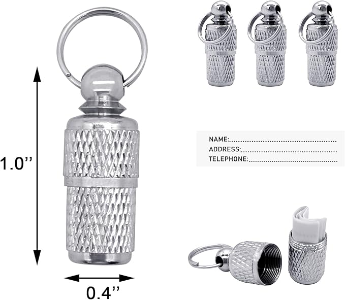 3pcs Anti-Lost Pet ID Tags Barrel Tube Cat Dog ID Tags with Name Address Telephone Label Prevent Pet Lost for Pet Puppy Collar