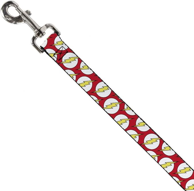 Dog Leash Flash Logo Scattered Red White Yellow 6 Feet Long 1.0 Inch Wide