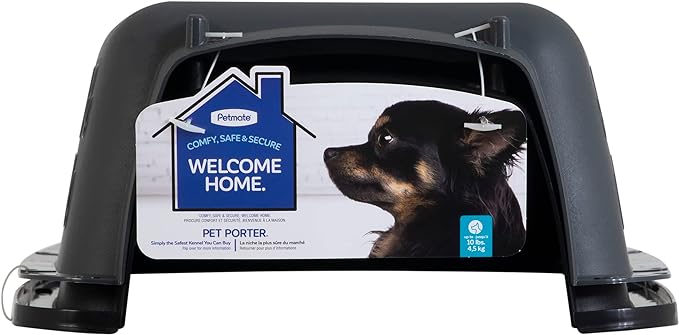 Petmate Pet Porter Dog Kennel 19", Dark Gray & Black, for Pets up to 10lbs, Made in USA