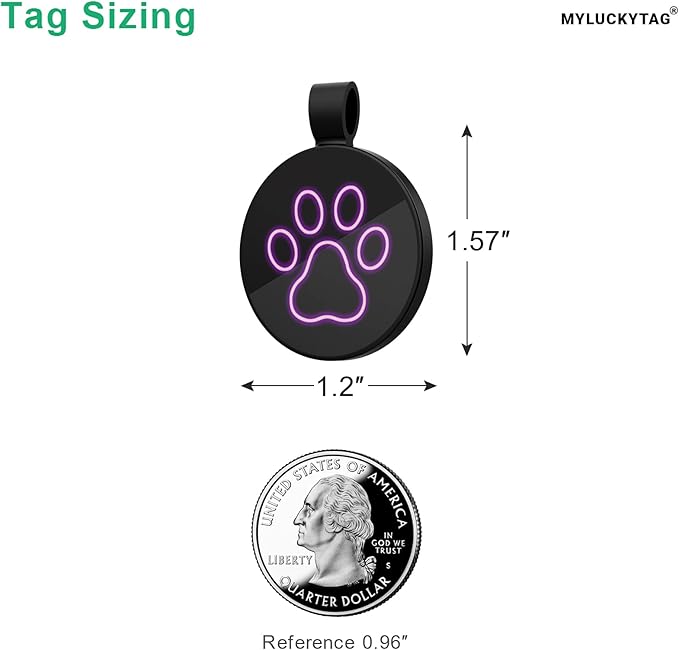 MYLUCKYTAG QR Code Pet ID Tags Dog Tags - Pet Online Profile - Scan QR Receive Instant Pet Location Alert Email