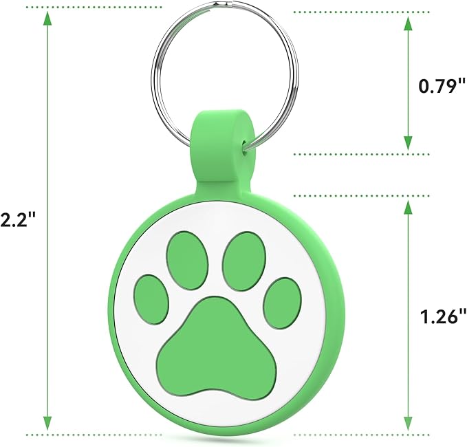 Personalized Dog Tag, Laser Engraving QR Code, Silicone Dog ID Tag, Pet Online Profile, Scan QR Code Send Location, Collar Harness Accessories (Medium to Large Breeds - 1.25", Green)