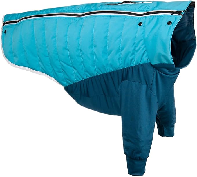 Furhaven Water-Repellent XL Dog Coat, Washable w/ Leash Access & Stretch Fabric - Pro-Fit Active Jacket - Aquamarine, Extra Large