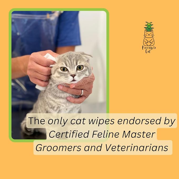 Grooming Wipes - Gentle Cat Cleaning Wipes - Hygienic Grooming Tool for Cats Ears, Paws, Bum, and Fur