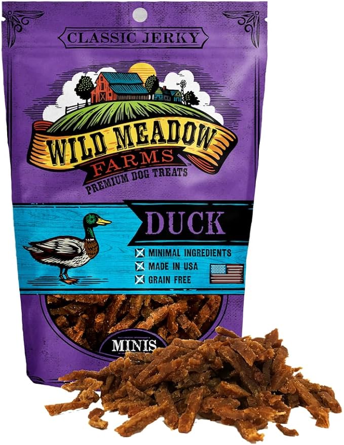 Wild Meadow Farms - Classic Duck Minis, Soft Jerky Training Treats for Dogs, Grain-Free, All-Natural & Perfectly Sized for Training, High-Value Rewards in a Convenient 3.5 Ounce Pouch