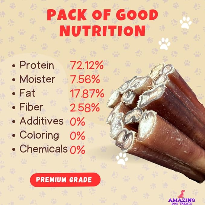 Amazing Dog Treats - Bully Sticks 6 Inch Medium Size (50 Pcs/Pack) - Bully Stick Dog Chews - Long Lasting Bully Sticks for Medium Dogs - Bully Stick Dog Bone - No Hide Dog Chew