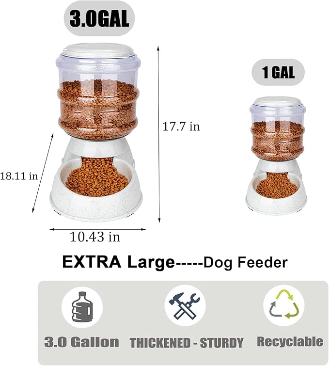 Automatic Dog Feeders for Large Dogs,3 Gallon Gravity Dog Feeder Large Breed,Automatic Cat Feeder Food Dispenser,Large Dog Food Dispenser Pet Feeder Station,Gravity Feeder for Dogs Cats