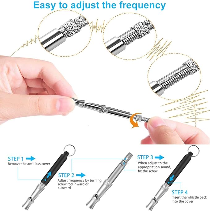2 Pack Dog Whistle, Dog Whistle to Stop Barking Neighbors Dog, Adjustable Ultrasonic Silent Dog Whistle, Professional Recall Dog Training Whistles, with Lanyard, Black and White