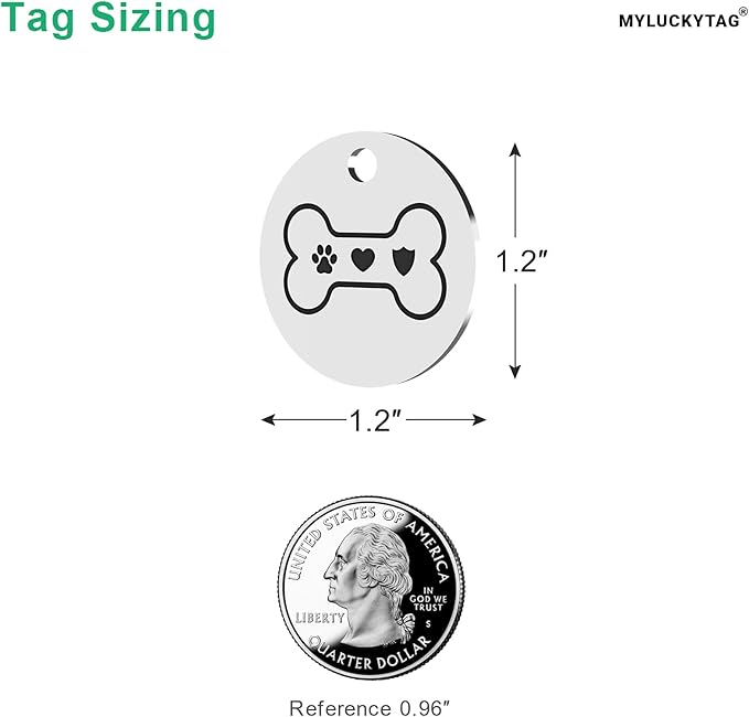 MYLUCKYTAG Stainless Steel QR Code Pet ID Tags Dog Tags - Pet Online Profile - Scan QR Receive Instant Pet Location Alert Email