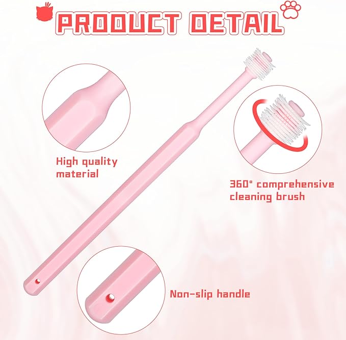 2 Pack Puppy Tooth Brushing Kit, 360 Degree Silicone Dog / Cat Toothbrush Pet Dental Care Dog Oral Hygiene Deep Clean Pet Teeth Cleaning Tool Soft Bristles Friendly to Gums, Easy to Handle - Small