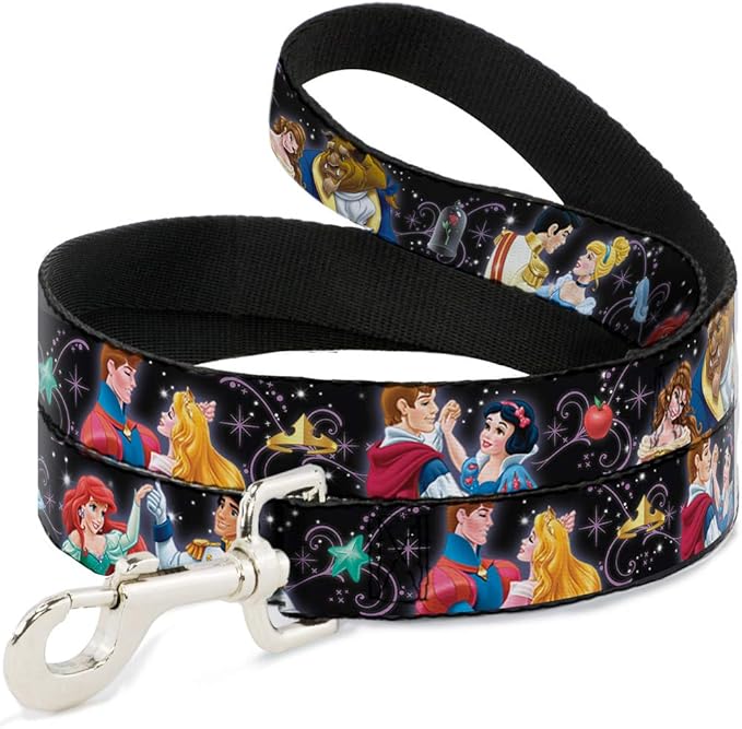 Buckle-Down Pet Leash - Disney Princesses & Prince's Dancing - 6 Feet Long - 1.5" Wide