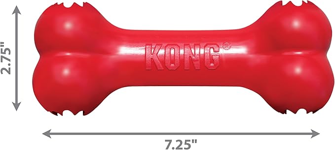KONG Goodie Bone - Classic Durable Natural Rubber Dog Bone, Supports Mental Engagement - Treat Dispensing - Red - for Medium Dogs