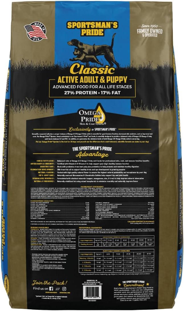 Classic 27/17 Active Adult & Puppy Dry Dog Food, 40-lb Bag