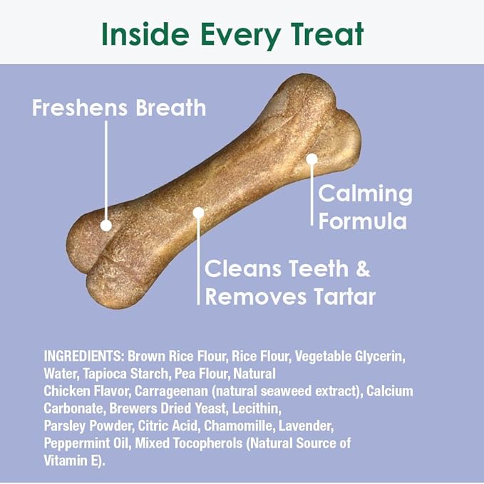 BONIES Natural Calming Multi-Pack SMALL for Dogs 5-25 LBS - Natural Dog Treat - Low Calories - Chicken Flavor - 15 Bones