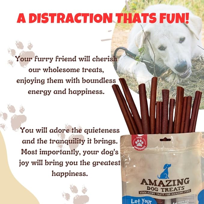 Amazing Dog Treats 12 Inch Collagen Stick - (20 Count) - Collagen Bully Sticks for Dogs - 95% Natural Collagen Sticks for Dogs - No Hide Bones for Dogs