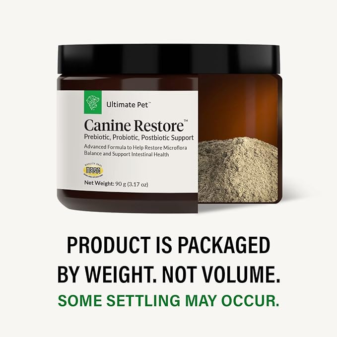 Ultimate Pet Nutrition Canine Restore, Prebiotic, Probiotic, Postbiotic, Digestive Health, Immunity Support, Vet Formulated, Powder, Food Topper