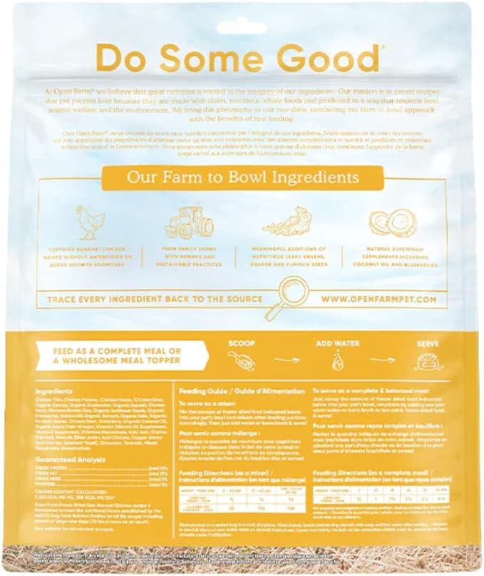 Open Farm Freeze Dried Raw Dog Food, Humanely Raised Meat Recipe with Non-GMO Superfoods and No Artificial Flavors or Preservatives (3.5 Ounce (Pack of 1), Harvest Chicken Recipe)