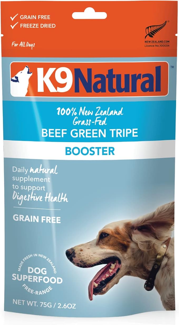 K9 Natural - Grain Free Freeze Dried Dog Food Supplement Booster - Beef Green Tripe, 2.6oz