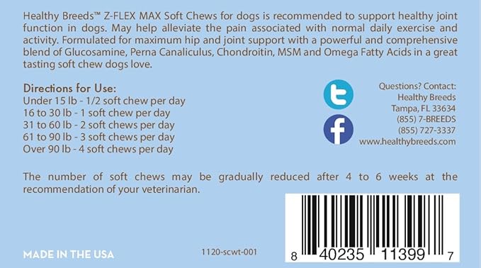 Healthy Breeds Soft Coated Wheaten Terrier Z-Flex Max Hip and Joint Soft Chews 50 Count
