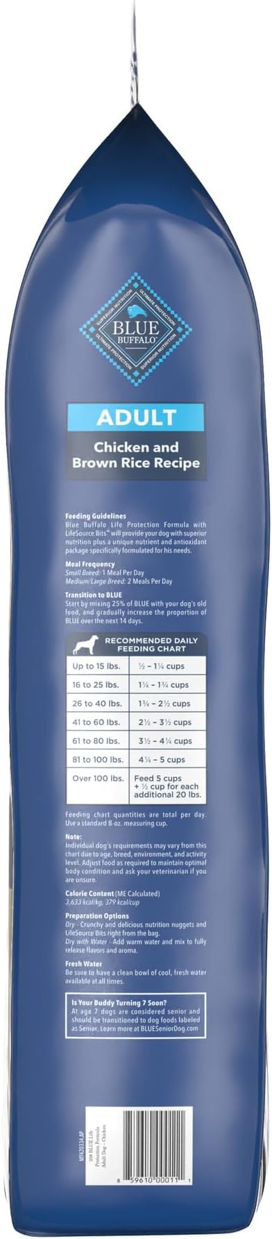 Blue Buffalo Life Protection Formula Natural Adult Dry Dog Food, Chicken and Brown Rice 30-lb