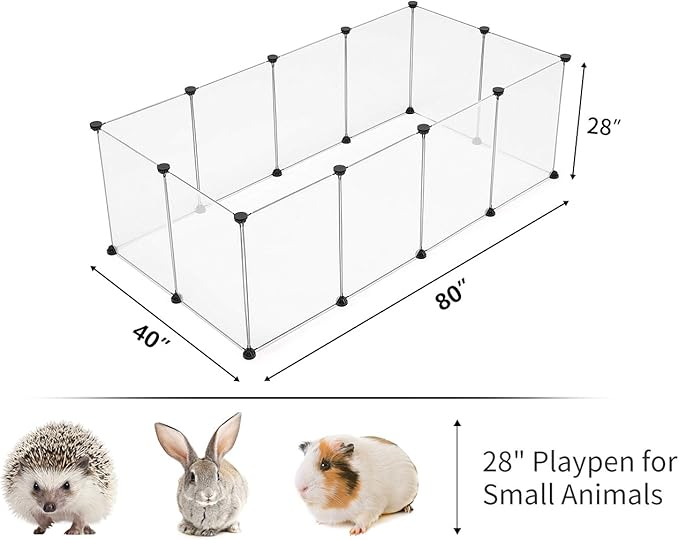 Tespo Pet Playpen, Portable Large Plastic Yard Fence Small Animals, Puppy Kennel Crate Fence Tent, 28 X 20 Inch, White, 12 Panels