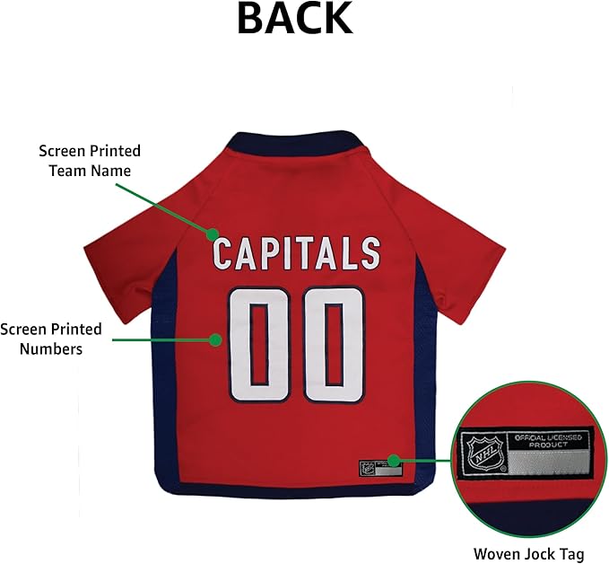 Pets First NHL Washington Capitals Jersey for Dogs & Cats, Medium. - Let Your Pet be a Real NHL Fan!