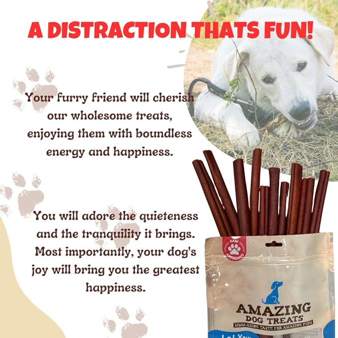 Amazing Dog Treats 6 Inch Collagen Stick - (25 Count) - Collagen Bully Sticks for Dogs - 95% Natural Collagen Sticks for Dogs - No Hide Bones for Dogs